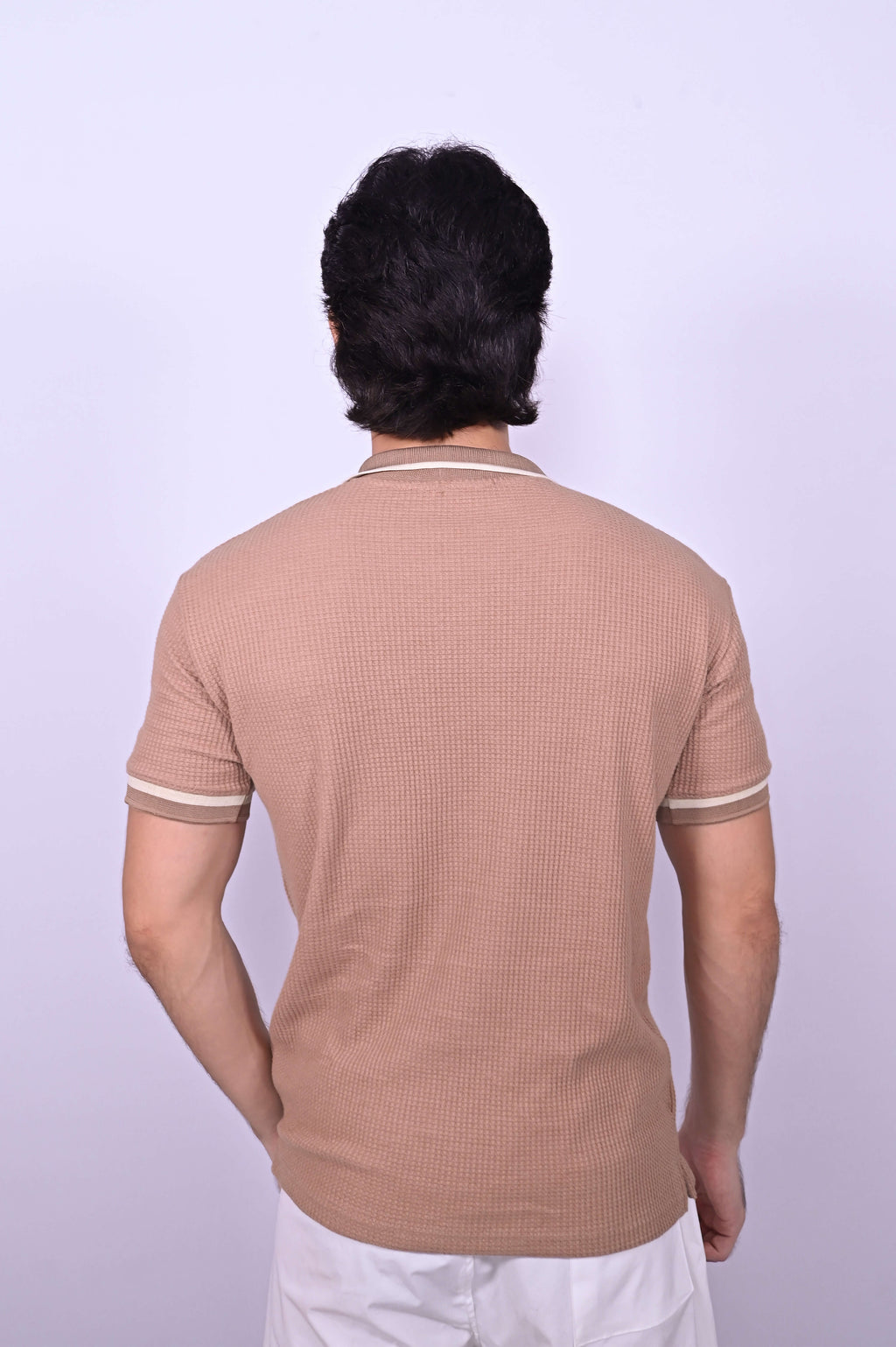 Textured Knit Polo - Brown