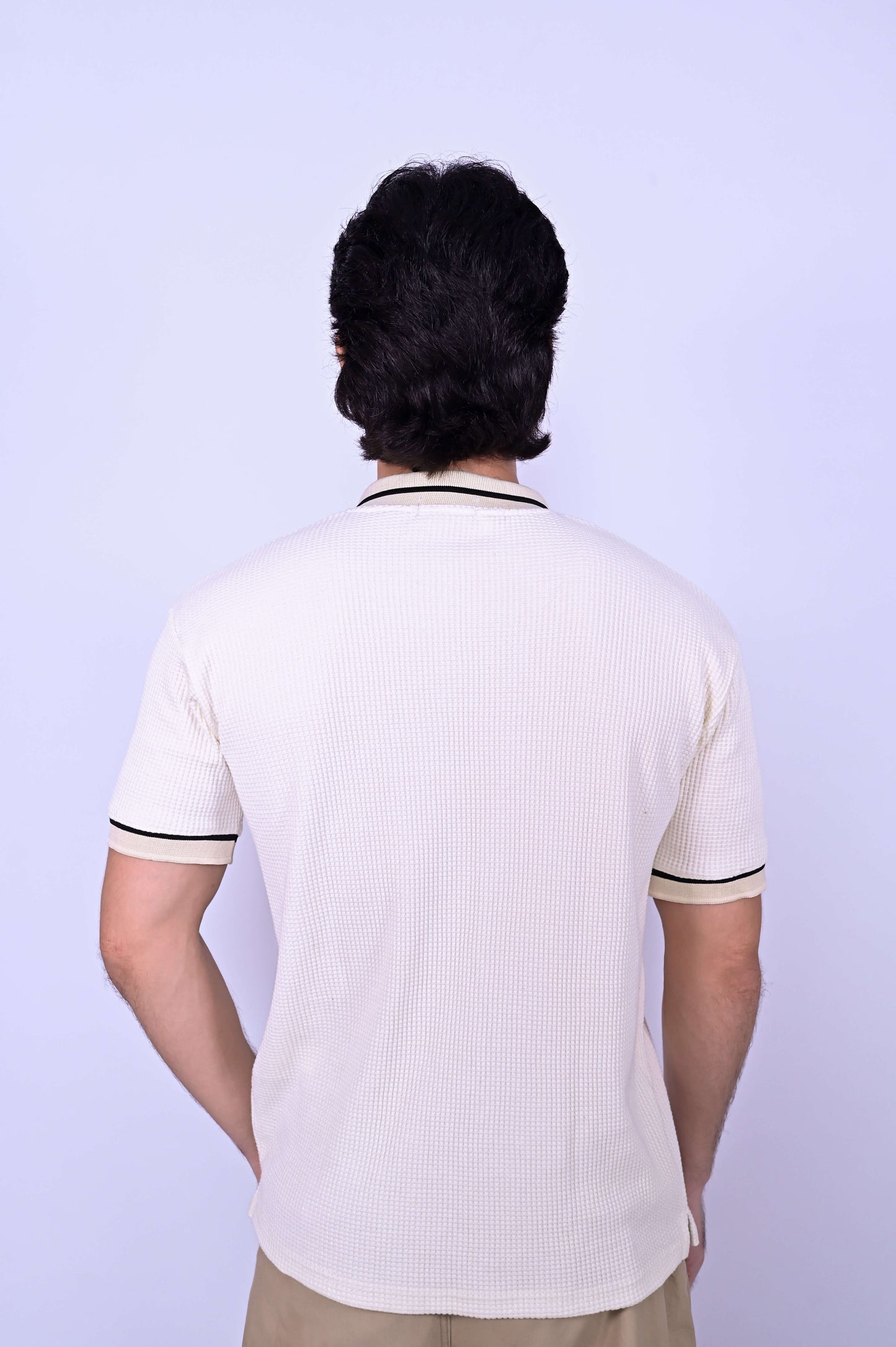 Textured Knit Polo - Beige