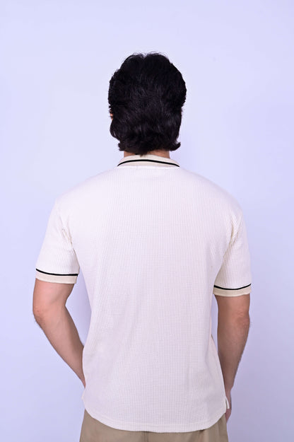 Textured Knit Polo - Beige