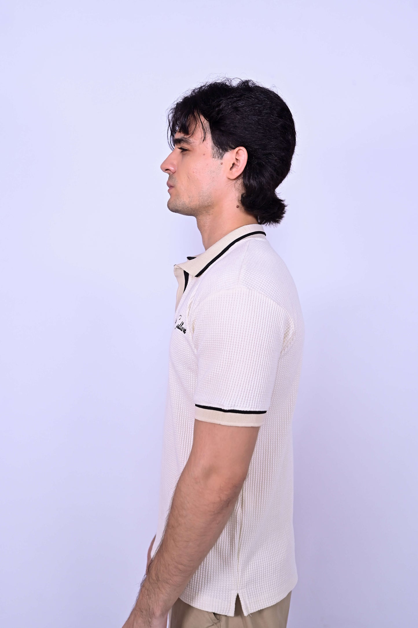 Textured Knit Polo - Beige