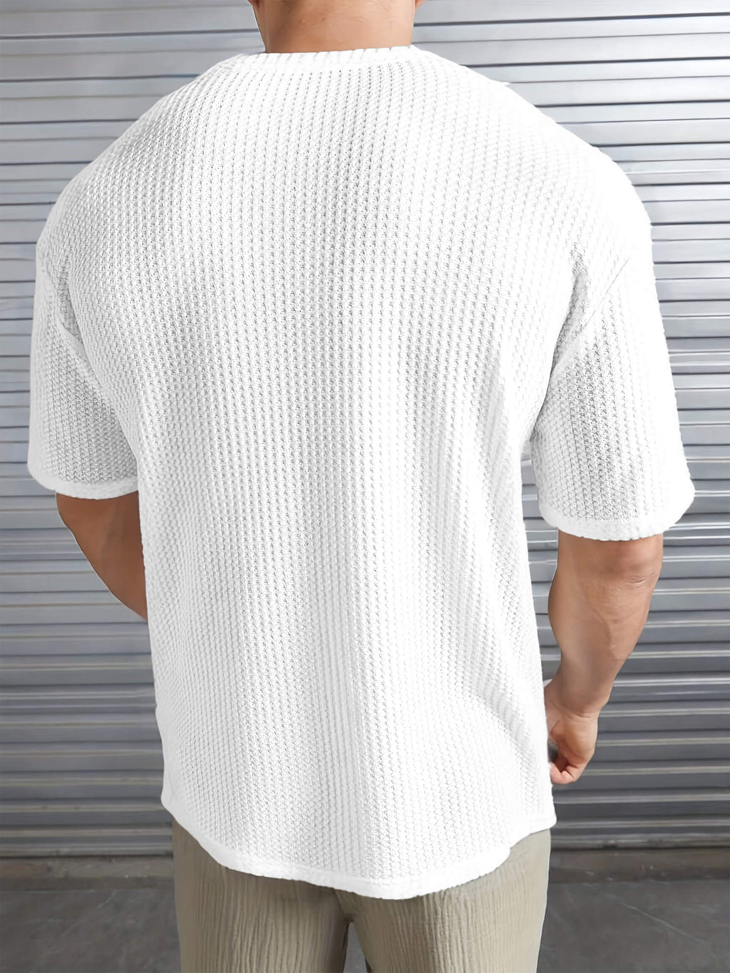Waffle Knit Tee - Arctic White
