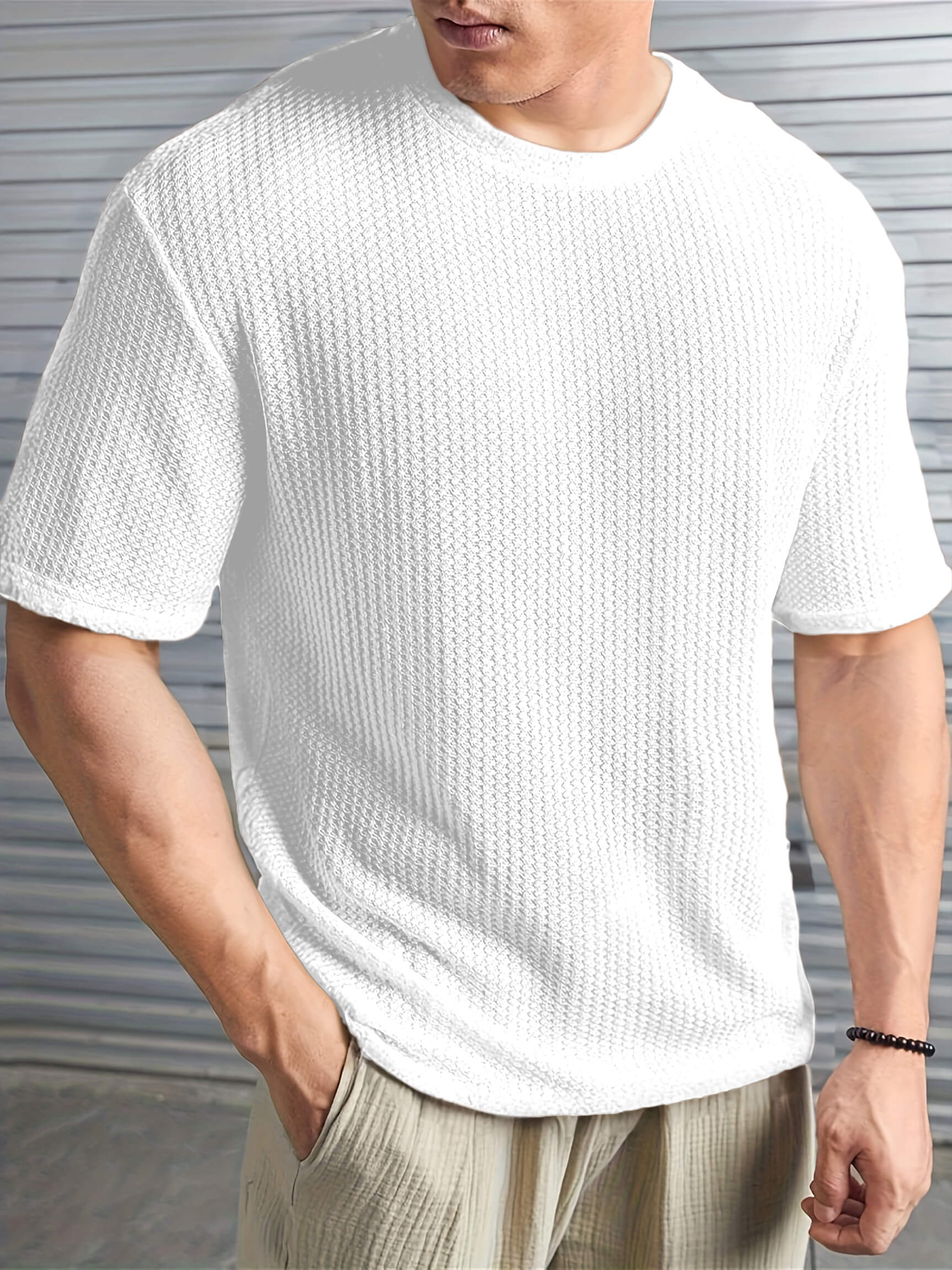 Waffle Knit Tee - Arctic White