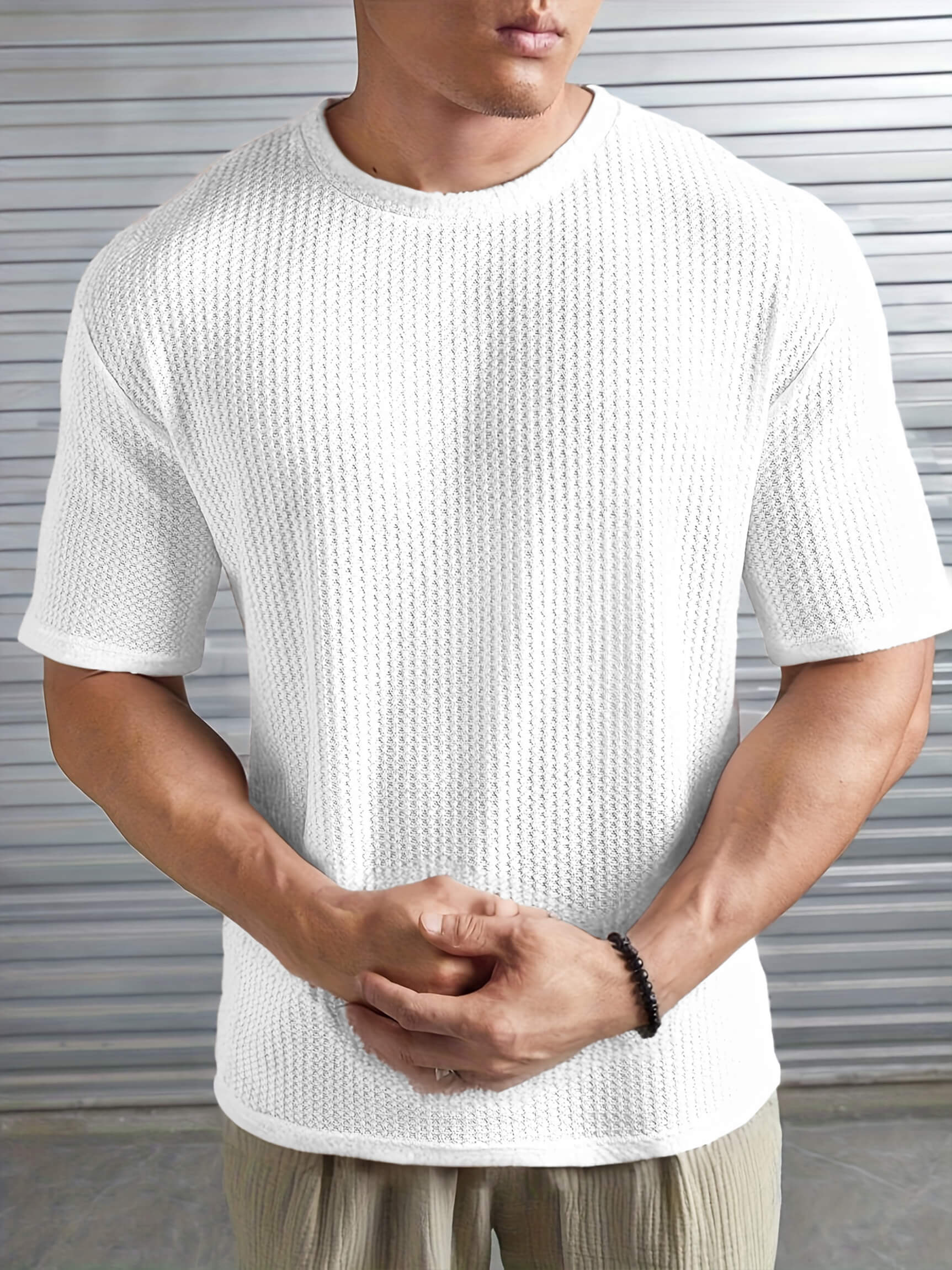 Waffle Knit Tee - Arctic White